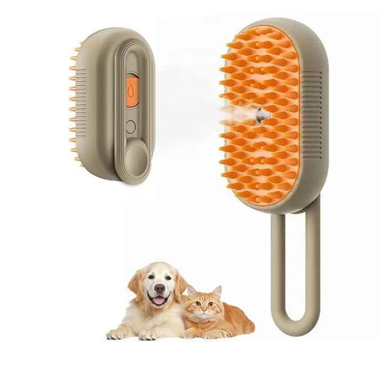 3-in-1 Adjustable Pet Steam Brush and Hair Remover for Cats and Dogs with Steamy Mist Technology