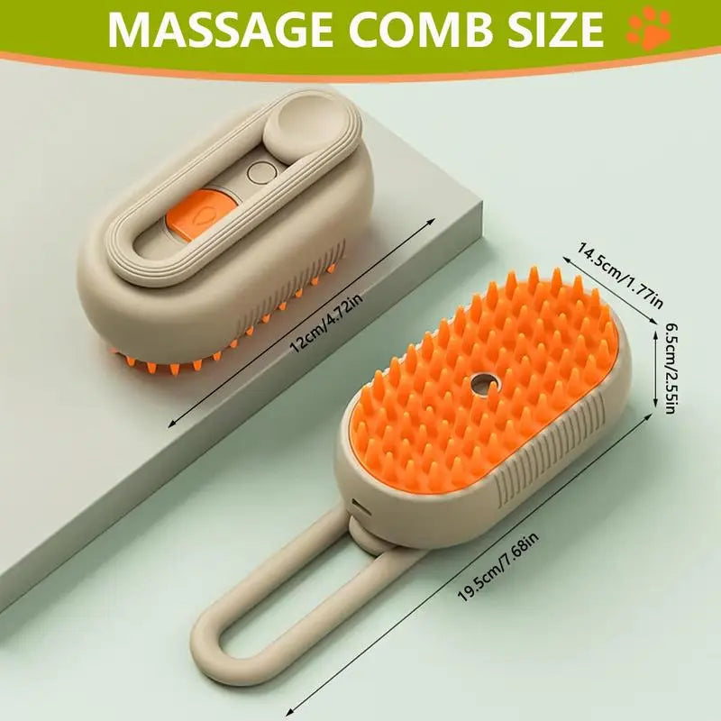 3-in-1 Adjustable Pet Steam Brush and Hair Remover for Cats and Dogs with Steamy Mist Technology